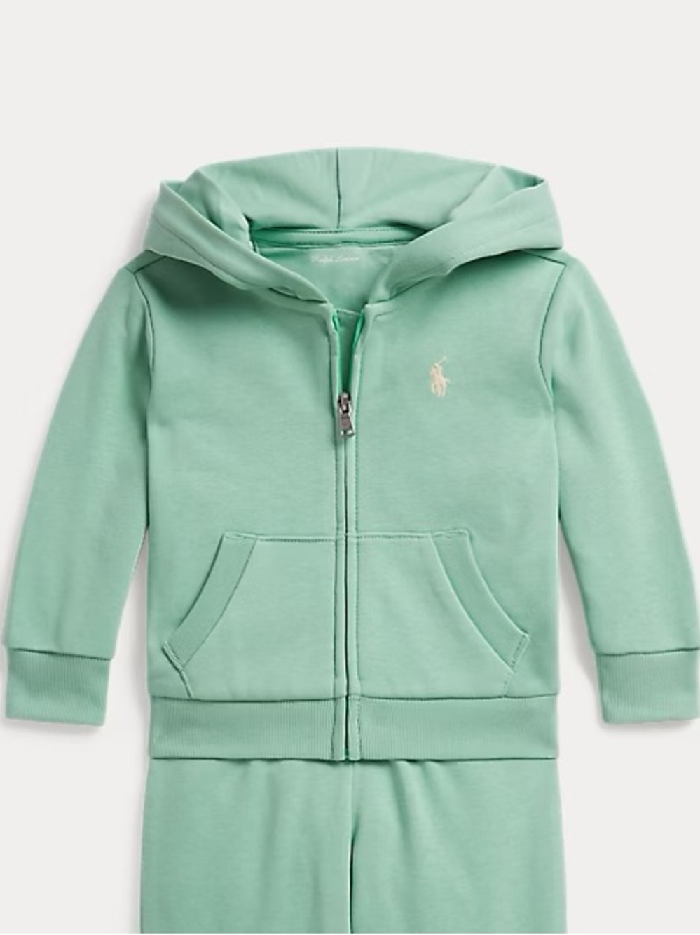 Ralph Lauren Mint Green Hooded Zip Sweatshirt for Kids